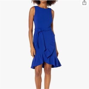 Calvin Klein Blue Asymmetrical Sheath Dress